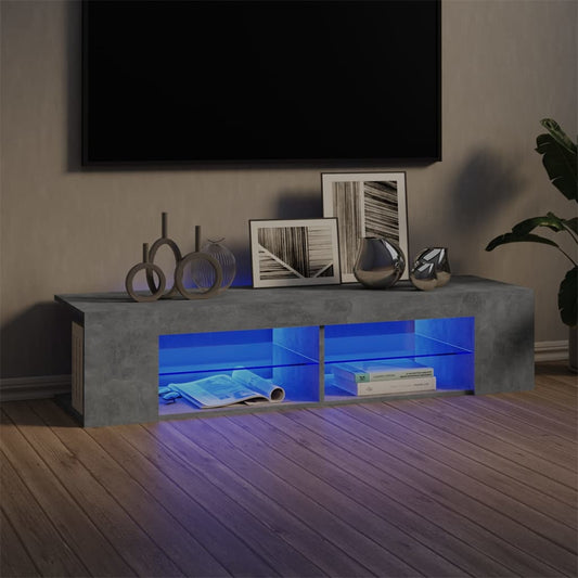 TV-taso LED-valoilla betoninharmaa 135x39x30 cm - Sisustajankoti.fi