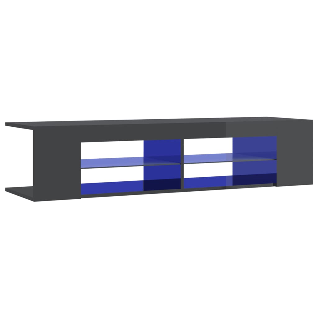 TV-taso LED-valoilla korkeakiilto harmaa 135x39x30 cm - Sisustajankoti.fi