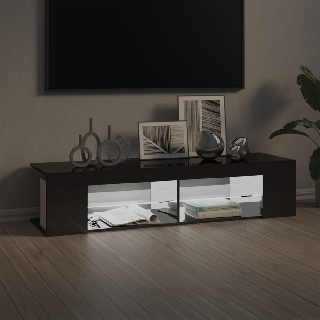 TV-taso LED-valoilla korkeakiilto harmaa 135x39x30 cm - Sisustajankoti.fi