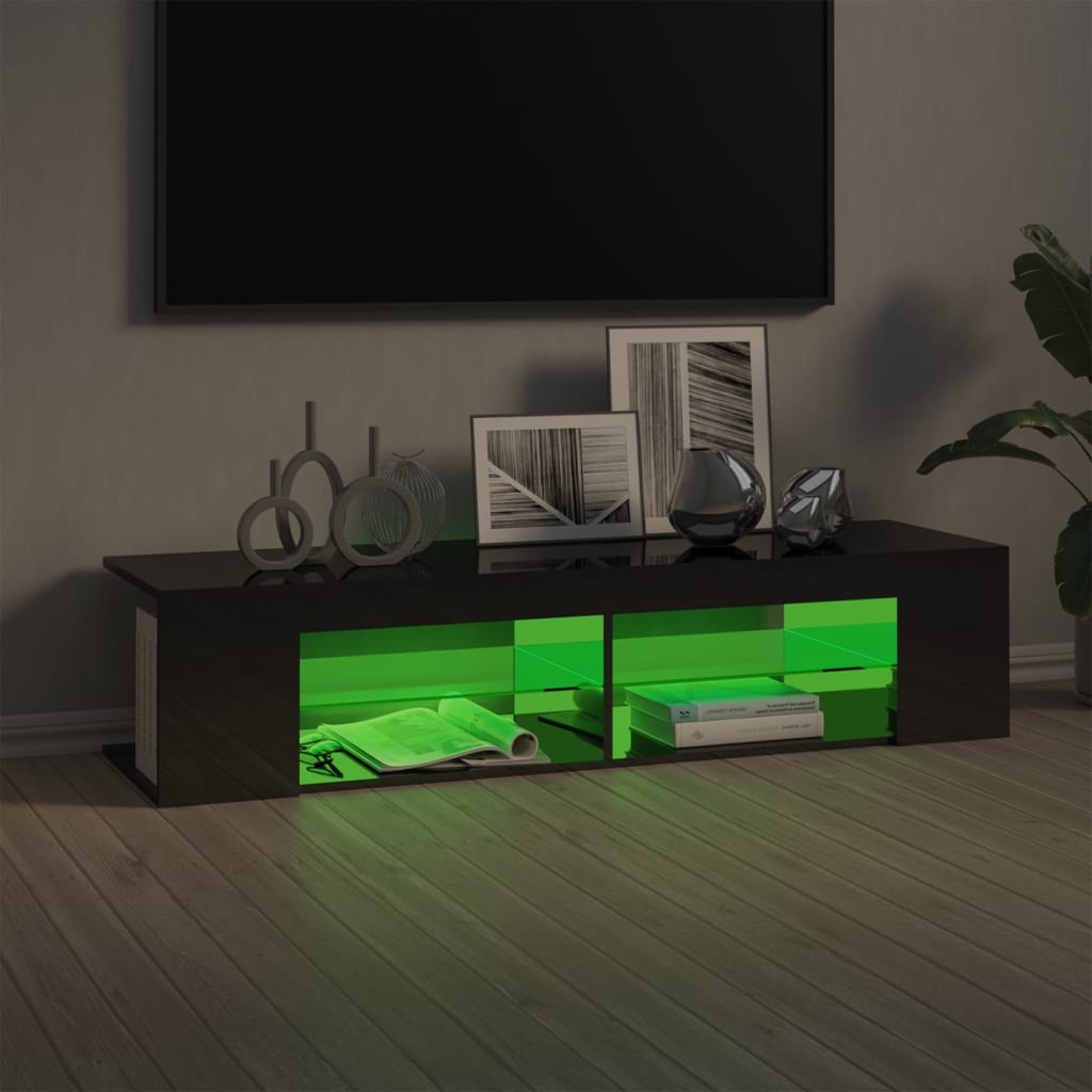 TV-taso LED-valoilla korkeakiilto harmaa 135x39x30 cm - Sisustajankoti.fi