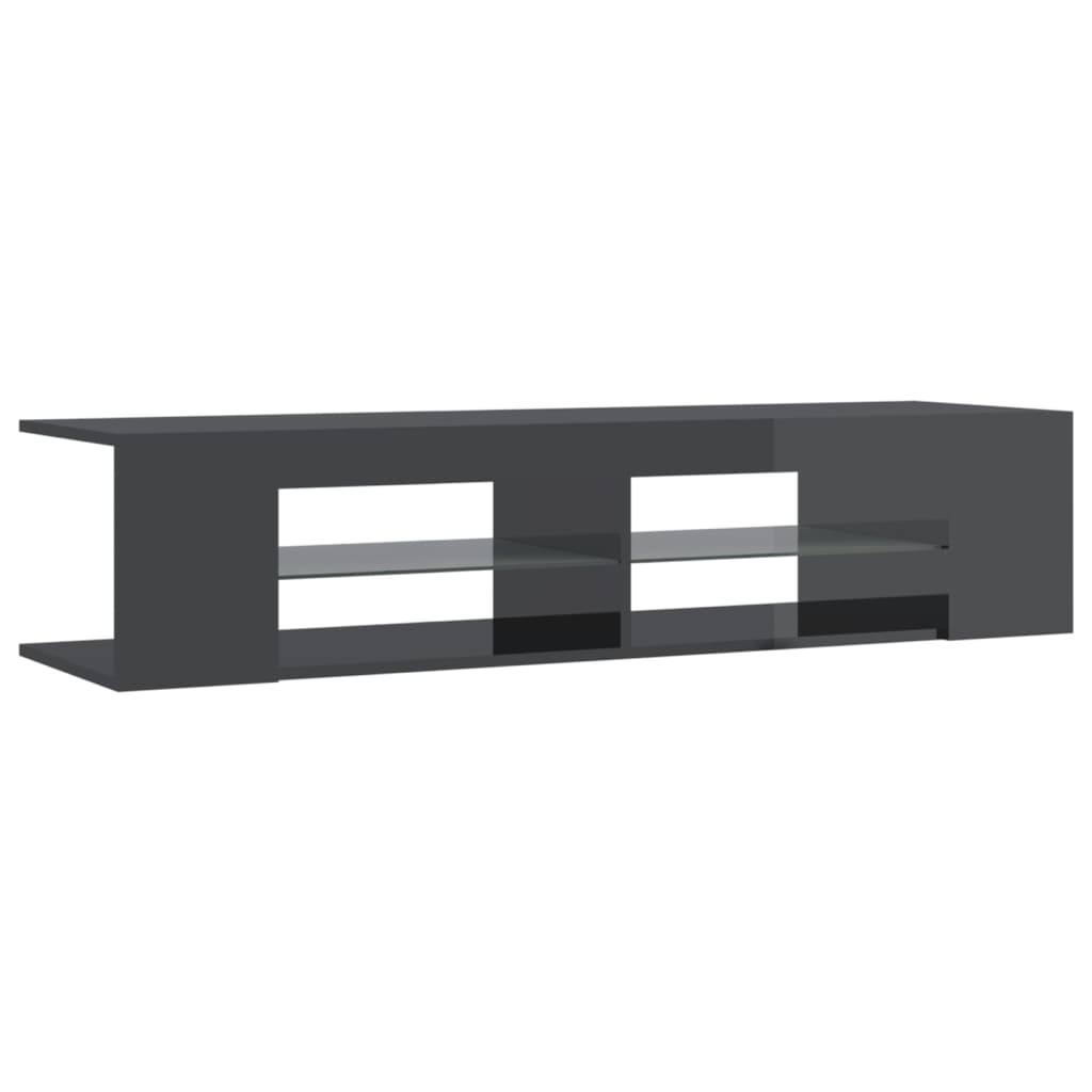 TV-taso LED-valoilla korkeakiilto harmaa 135x39x30 cm - Sisustajankoti.fi