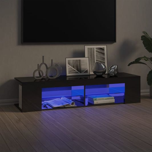 TV-taso LED-valoilla korkeakiilto harmaa 135x39x30 cm - Sisustajankoti.fi