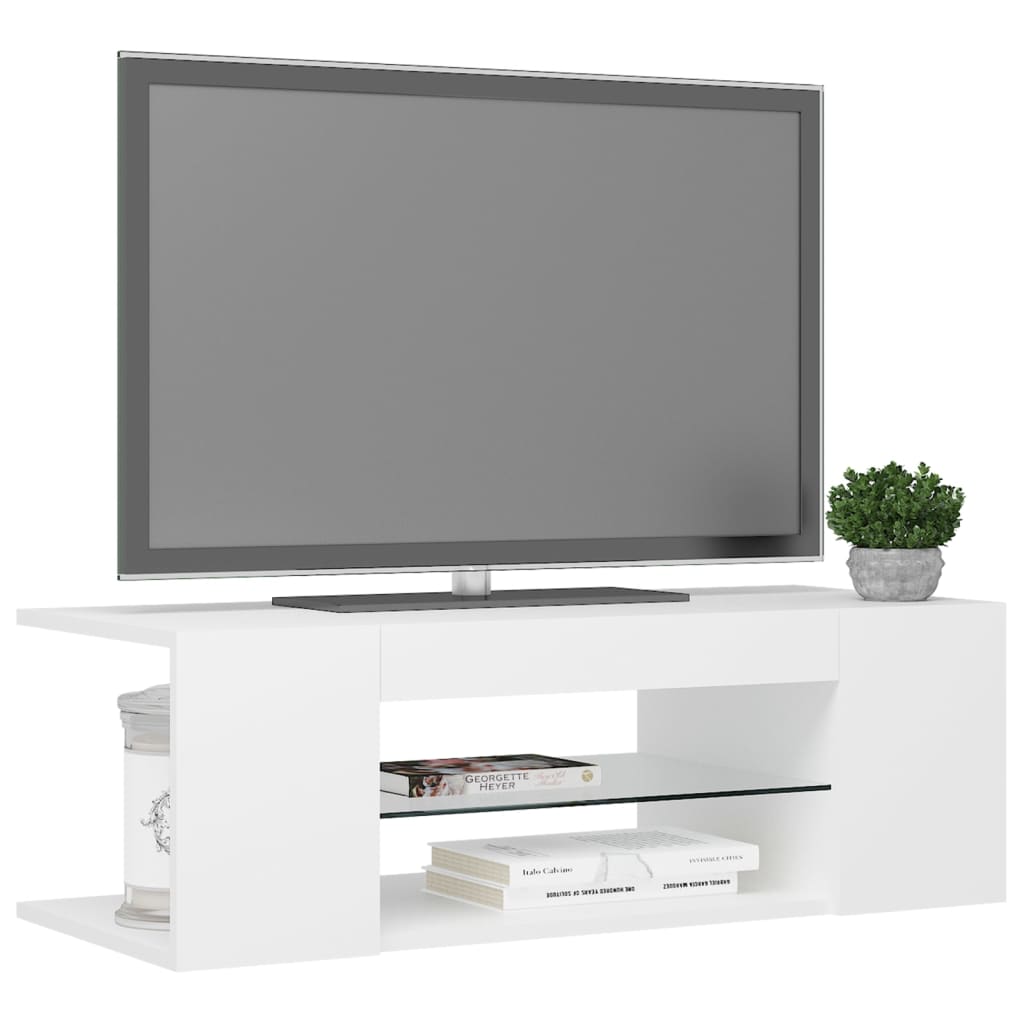 TV-taso LED-valoilla valkoinen 90x39x30 cm - Sisustajankoti.fi
