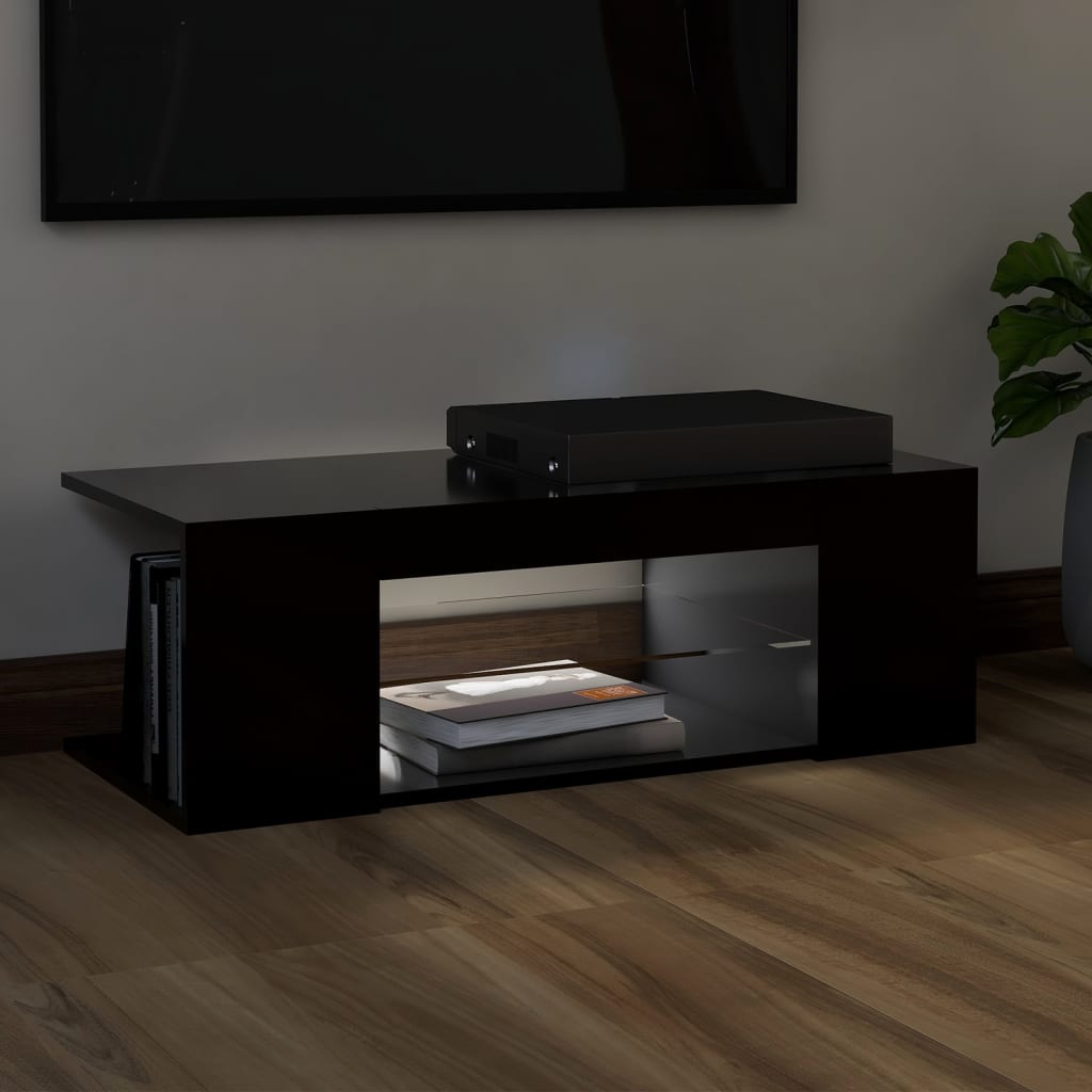 TV-taso LED-valoilla musta 90x39x30 cm - Sisustajankoti.fi