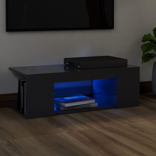 TV-taso LED-valoilla harmaa 90x39x30 cm - Sisustajankoti.fi