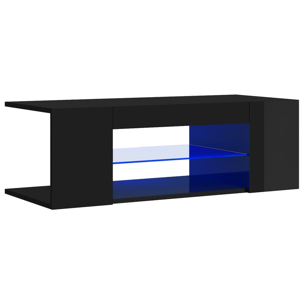 TV-taso LED-valoilla korkeakiilto musta 90x39x30 cm - Sisustajankoti.fi