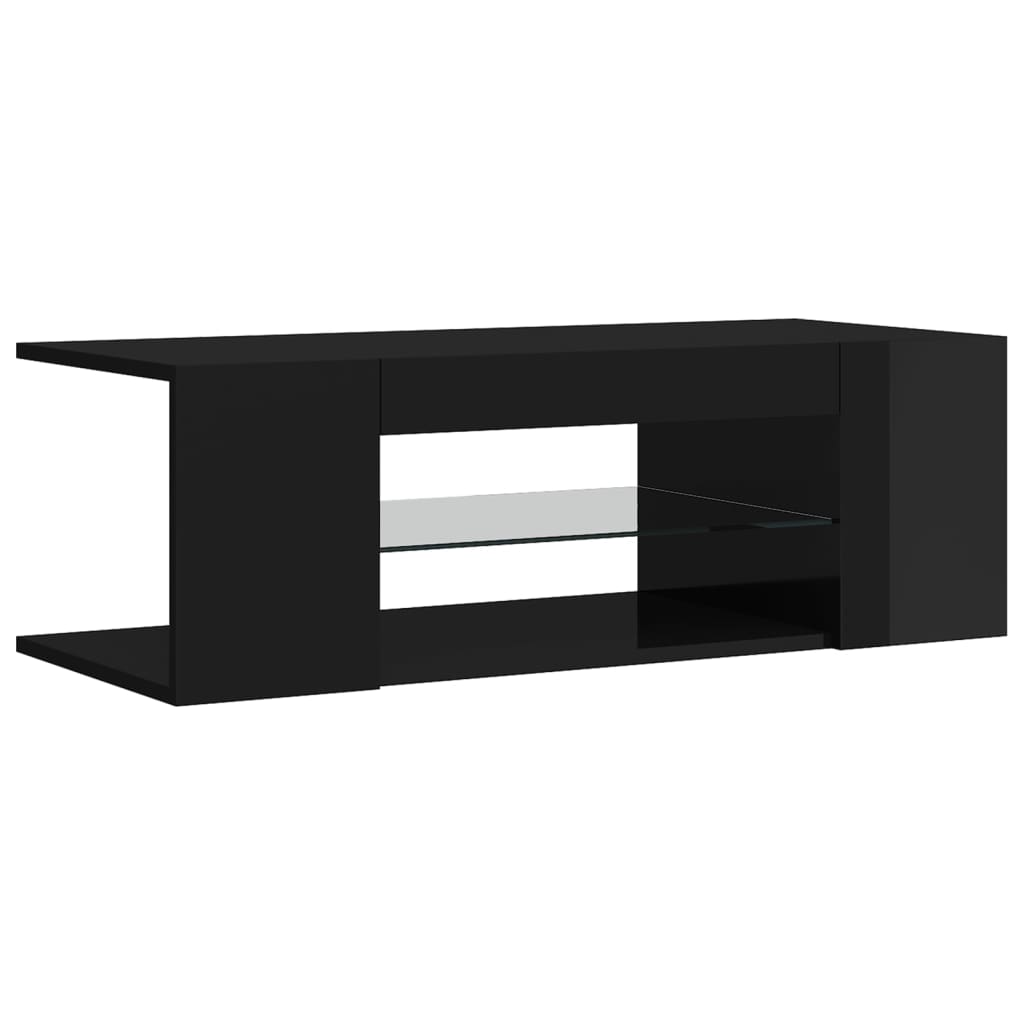 TV-taso LED-valoilla korkeakiilto musta 90x39x30 cm - Sisustajankoti.fi
