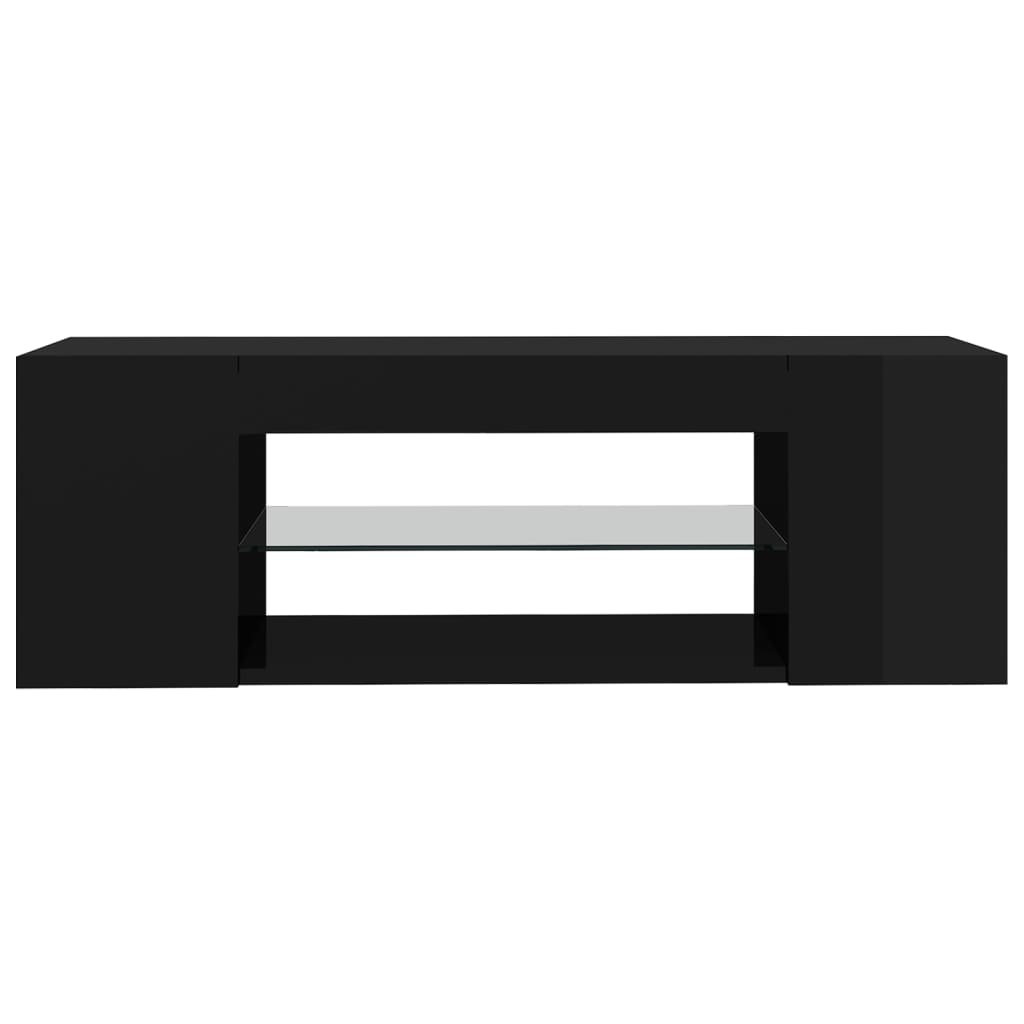 TV-taso LED-valoilla korkeakiilto musta 90x39x30 cm - Sisustajankoti.fi