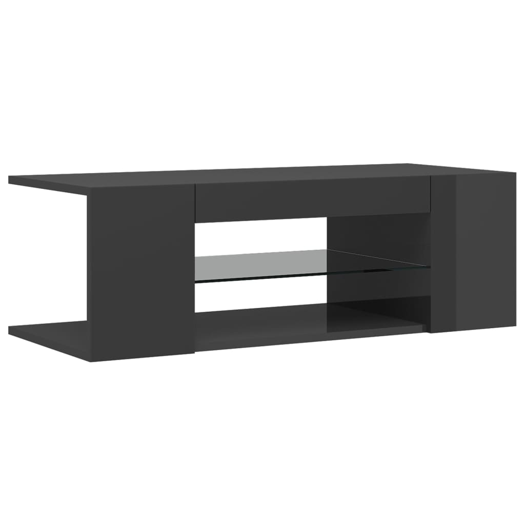 TV-taso LED-valoilla korkeakiilto harmaa 90x39x30 cm - Sisustajankoti.fi
