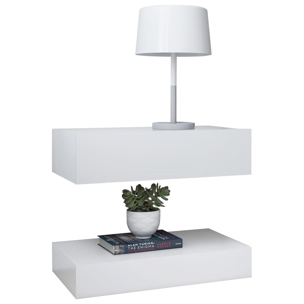 TV-tasot LED-valoilla 2 kpl valkoinen 60x35 cm - Sisustajankoti.fi