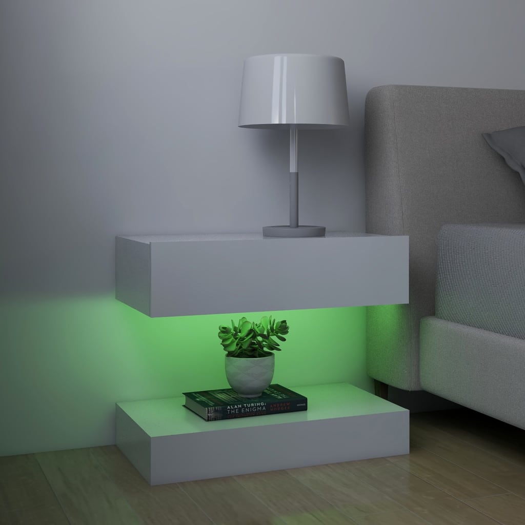 TV-tasot LED-valoilla 2 kpl valkoinen 60x35 cm - Sisustajankoti.fi
