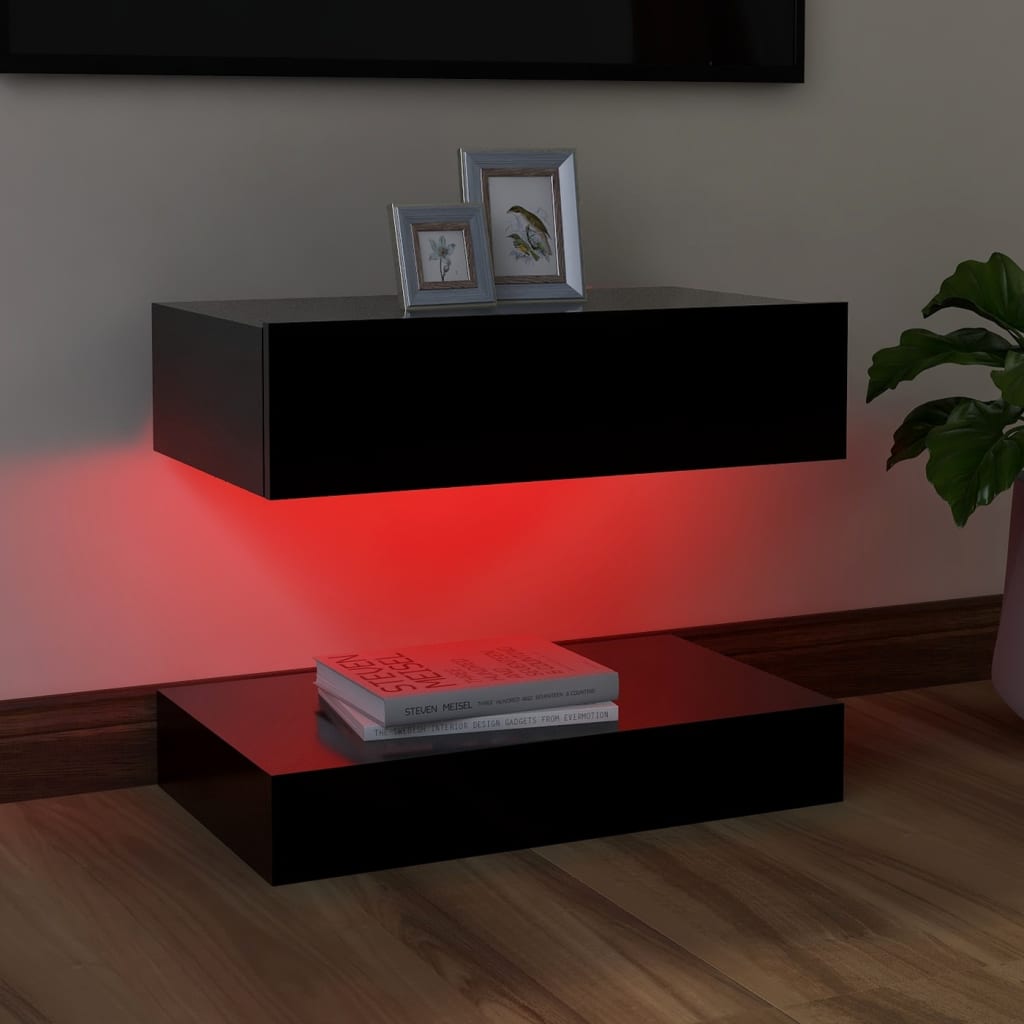 TV-taso LED-valoilla musta 60x35 cm - Sisustajankoti.fi