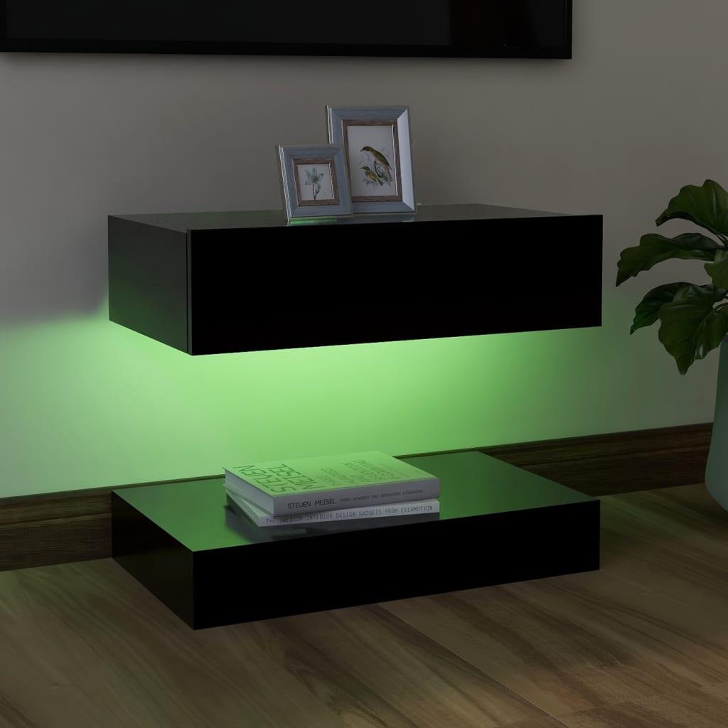 TV-taso LED-valoilla musta 60x35 cm - Sisustajankoti.fi