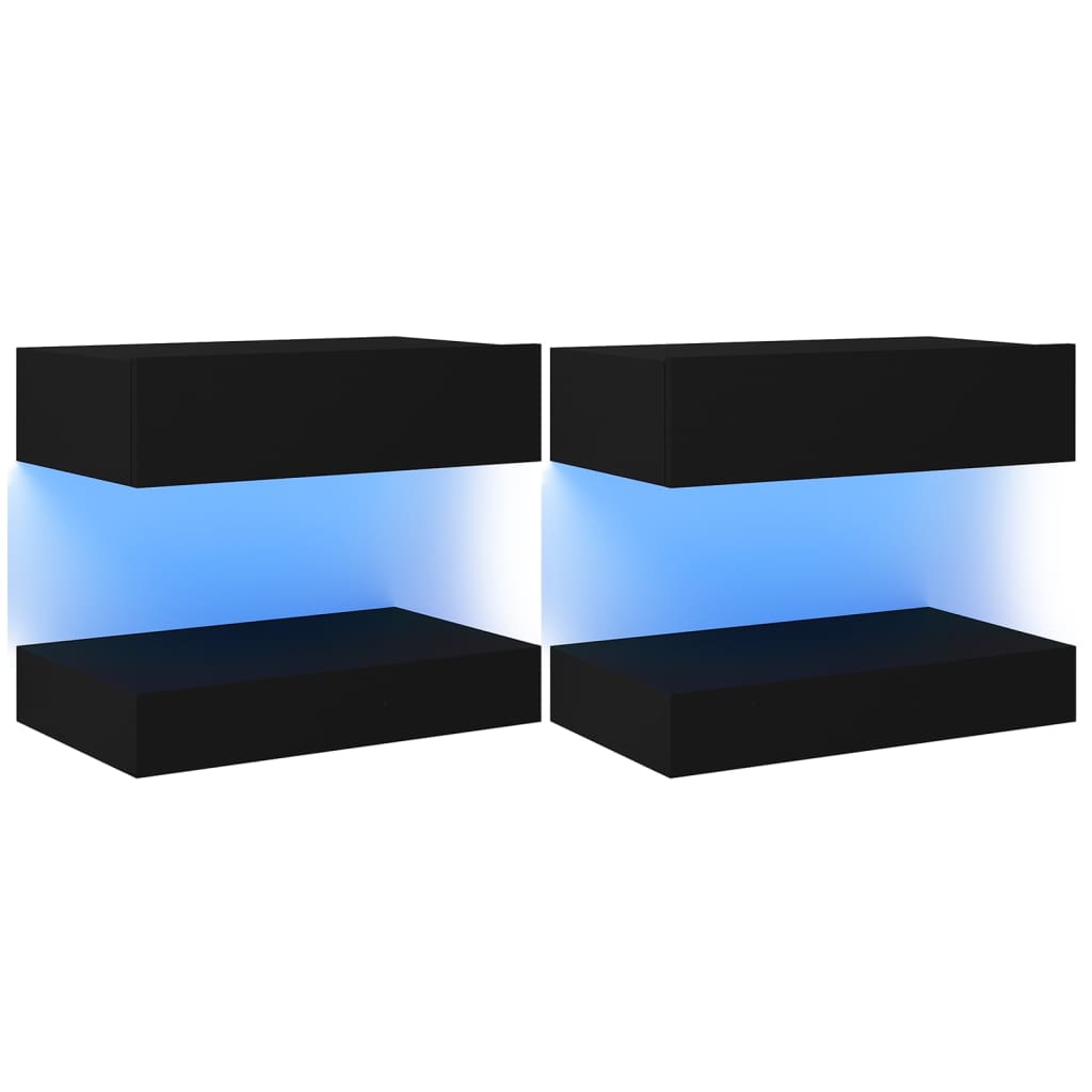 TV-tasot LED-valoilla 2 kpl musta 60x35 cm - Sisustajankoti.fi