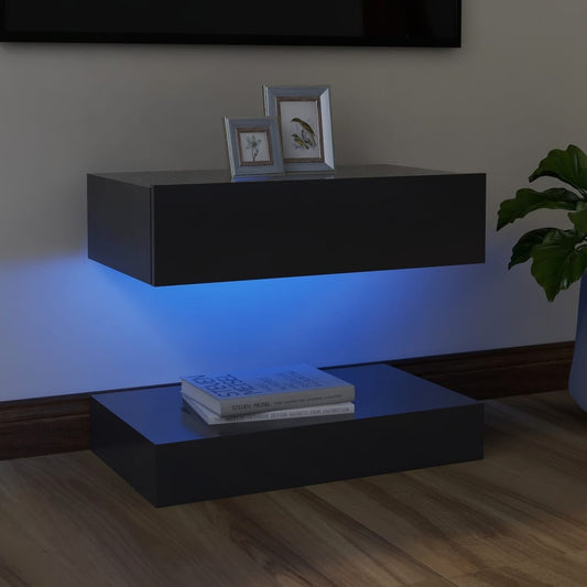 TV-taso LED-valoilla harmaa 60x35 cm - Sisustajankoti.fi