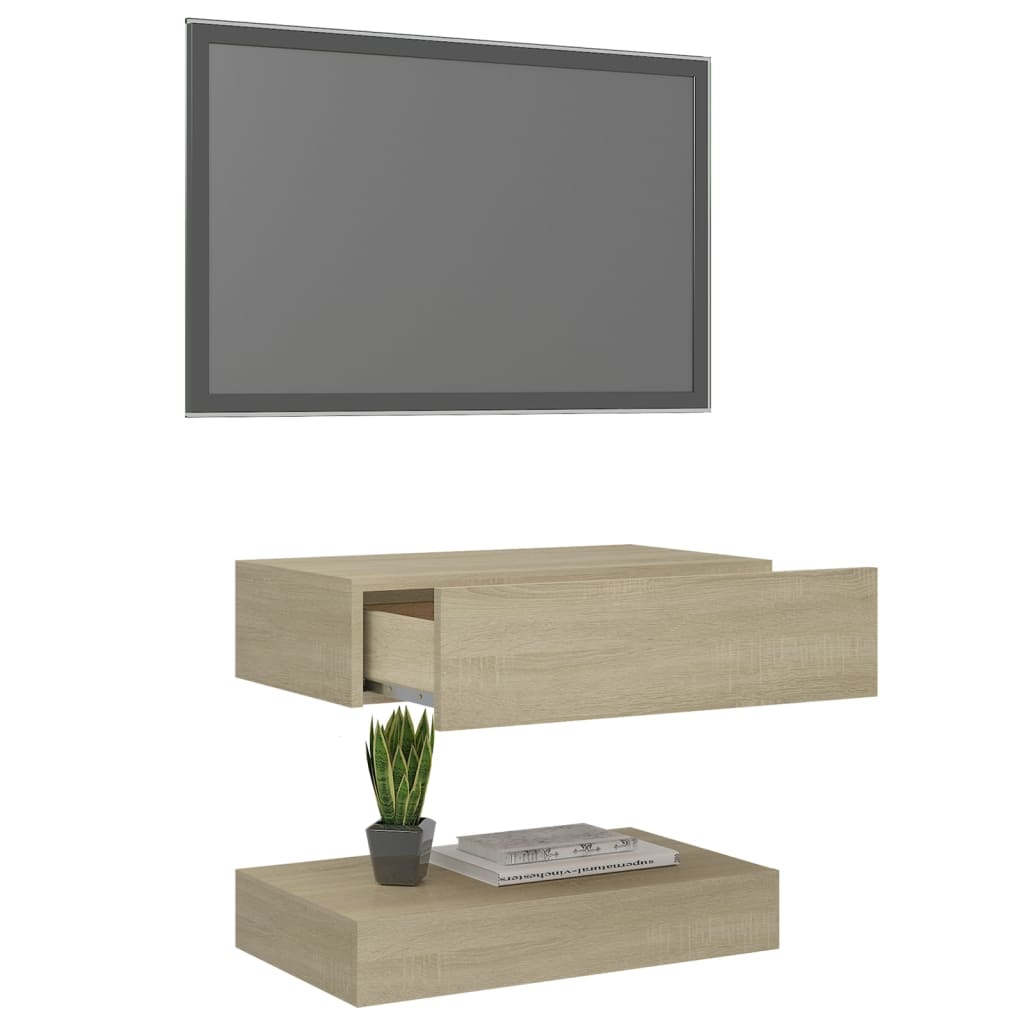 TV-taso LED-valoilla Sonoma-tammi 60x35 cm - Sisustajankoti.fi