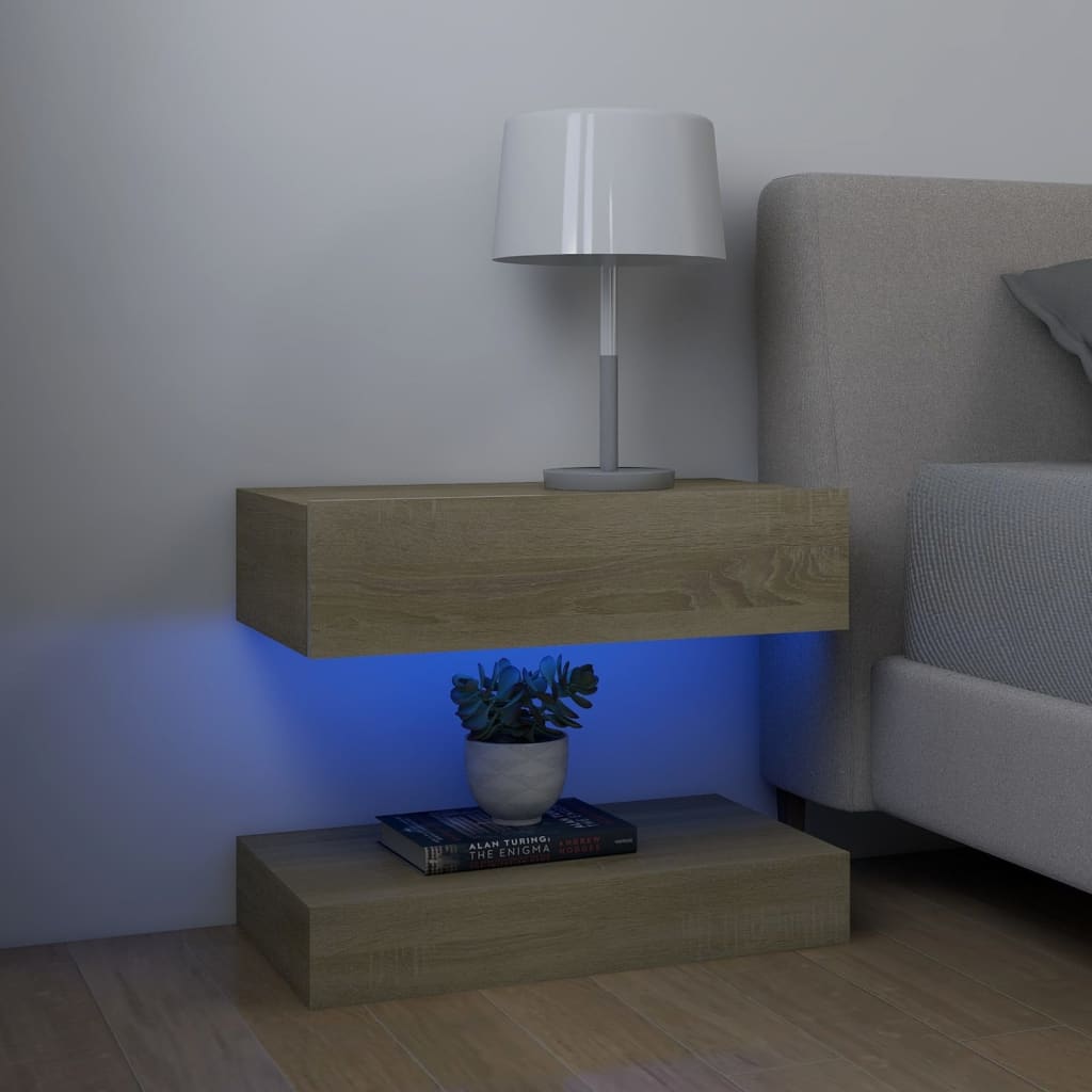 TV-taso LED-valoilla Sonoma-tammi 60x35 cm - Sisustajankoti.fi
