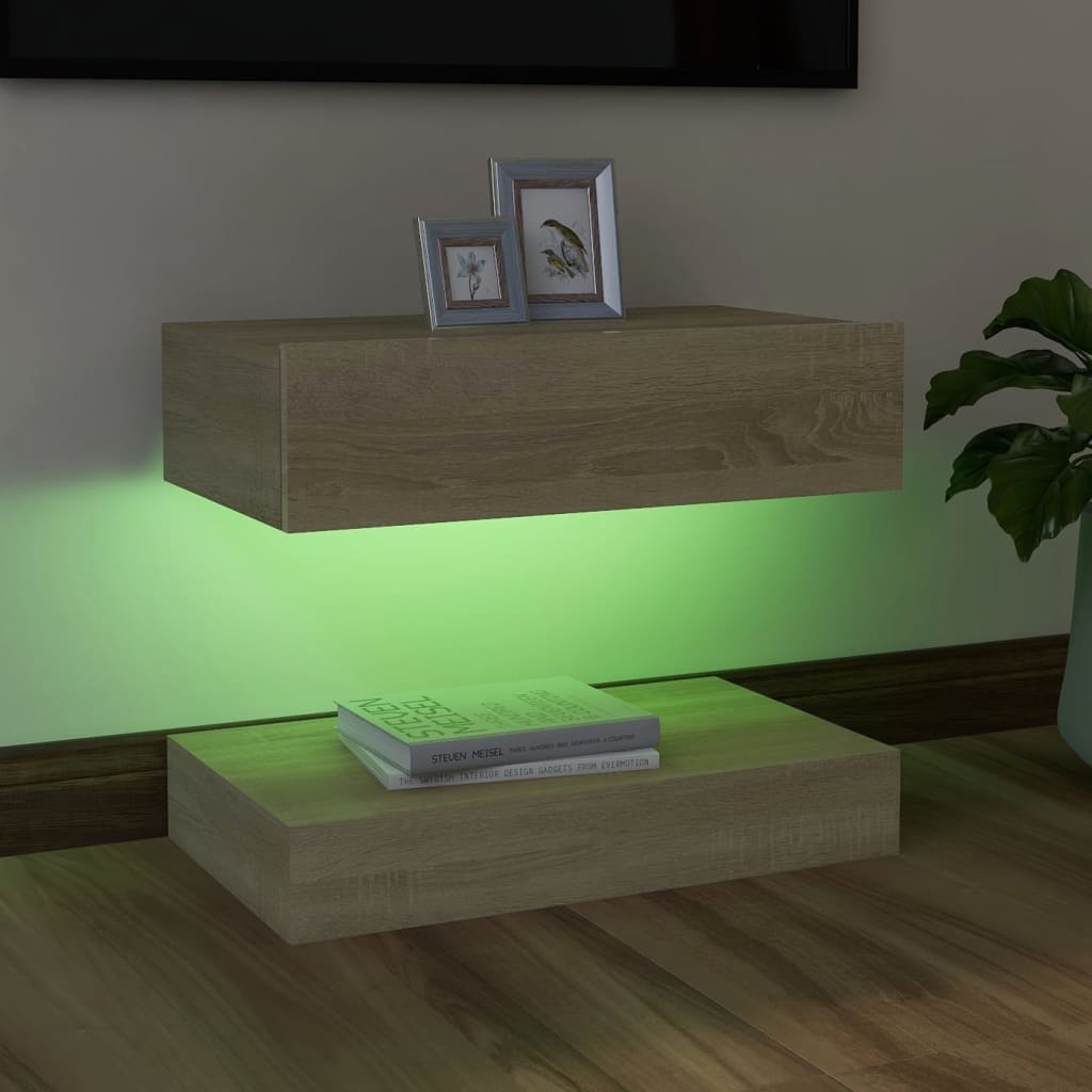 TV-taso LED-valoilla Sonoma-tammi 60x35 cm - Sisustajankoti.fi