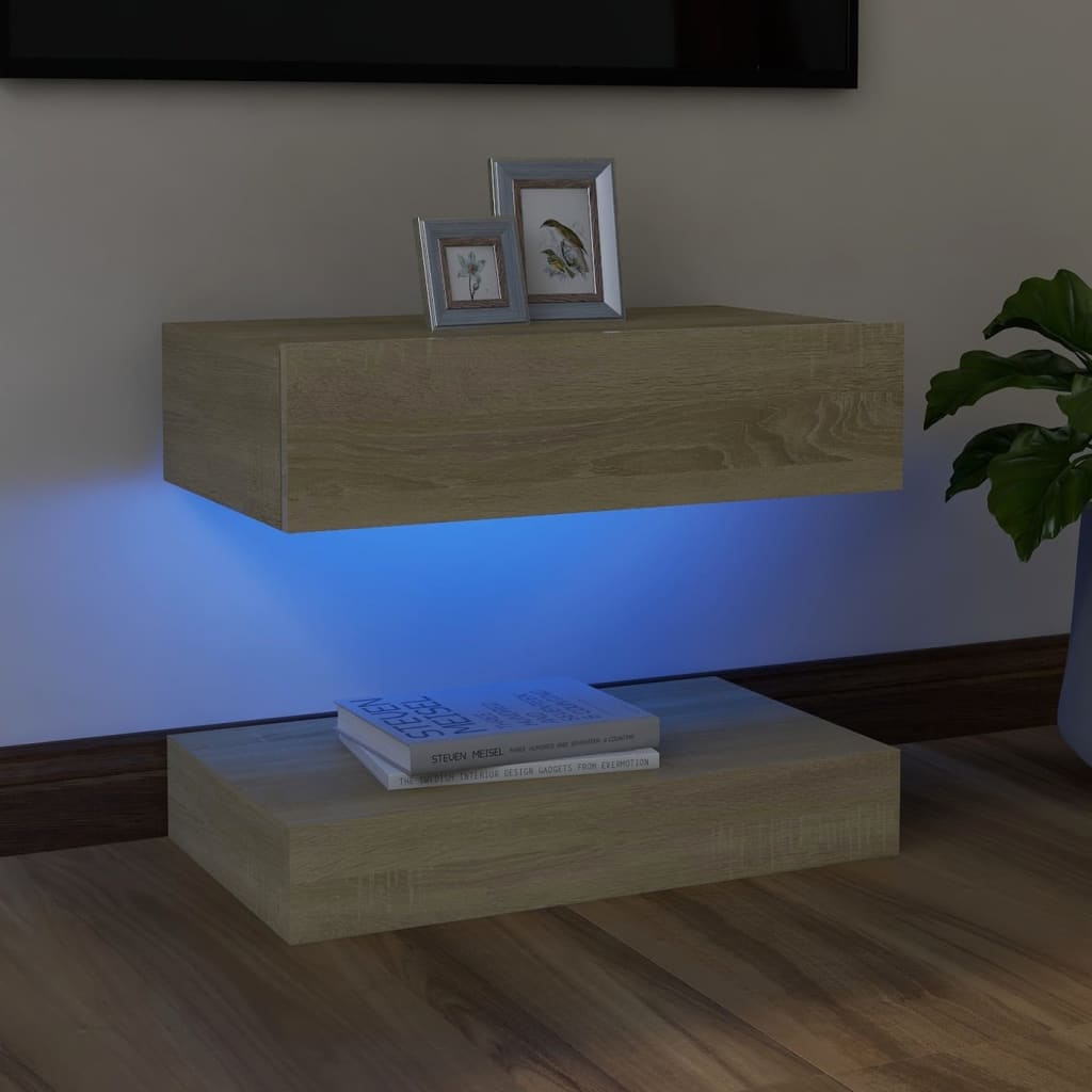 TV-taso LED-valoilla Sonoma-tammi 60x35 cm - Sisustajankoti.fi