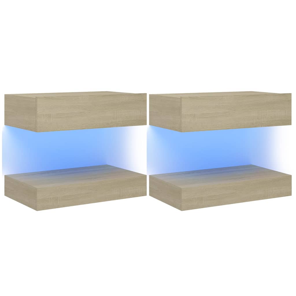 TV-tasot LED-valoilla 2 kpl Sonoma-tammi 60x35 cm - Sisustajankoti.fi