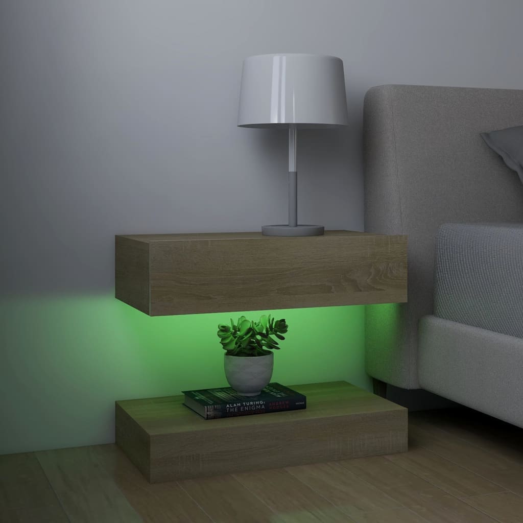 TV-tasot LED-valoilla 2 kpl Sonoma-tammi 60x35 cm - Sisustajankoti.fi