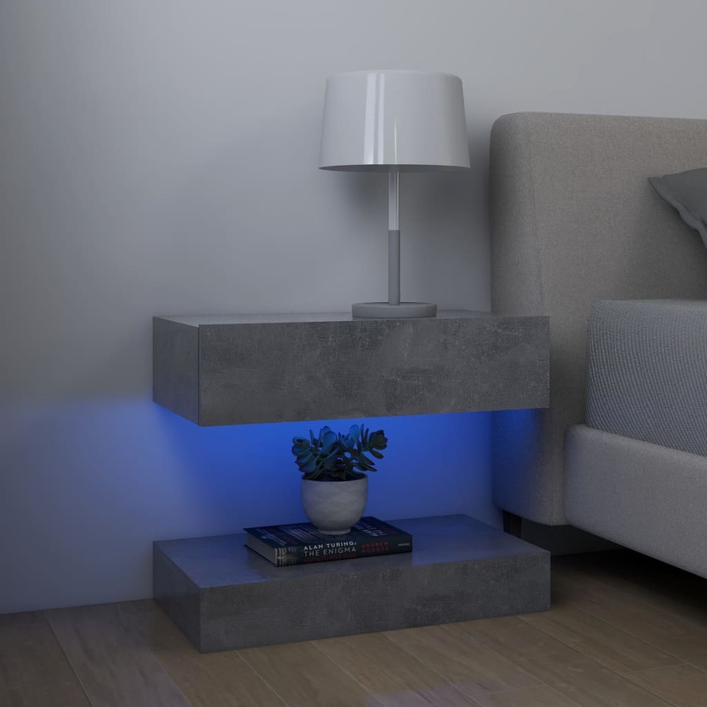 TV-taso LED-valoilla betoninharmaa 60x35 cm - Sisustajankoti.fi