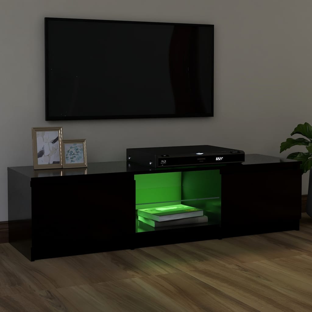 TV-taso LED-valoilla musta 120x30x35,5 cm - Sisustajankoti.fi