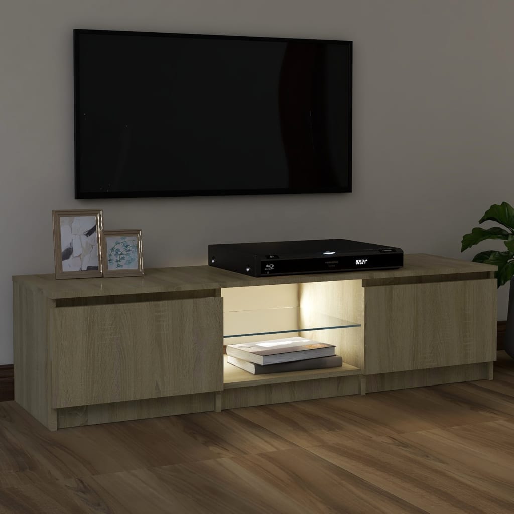 TV-taso LED-valoilla Sonoma-tammi 120x30x35,5 cm - Sisustajankoti.fi