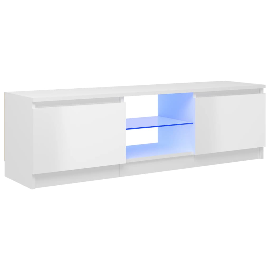 TV-taso LED-valoilla korkeakiilto valkoinen 120x30x35,5 cm - Sisustajankoti.fi