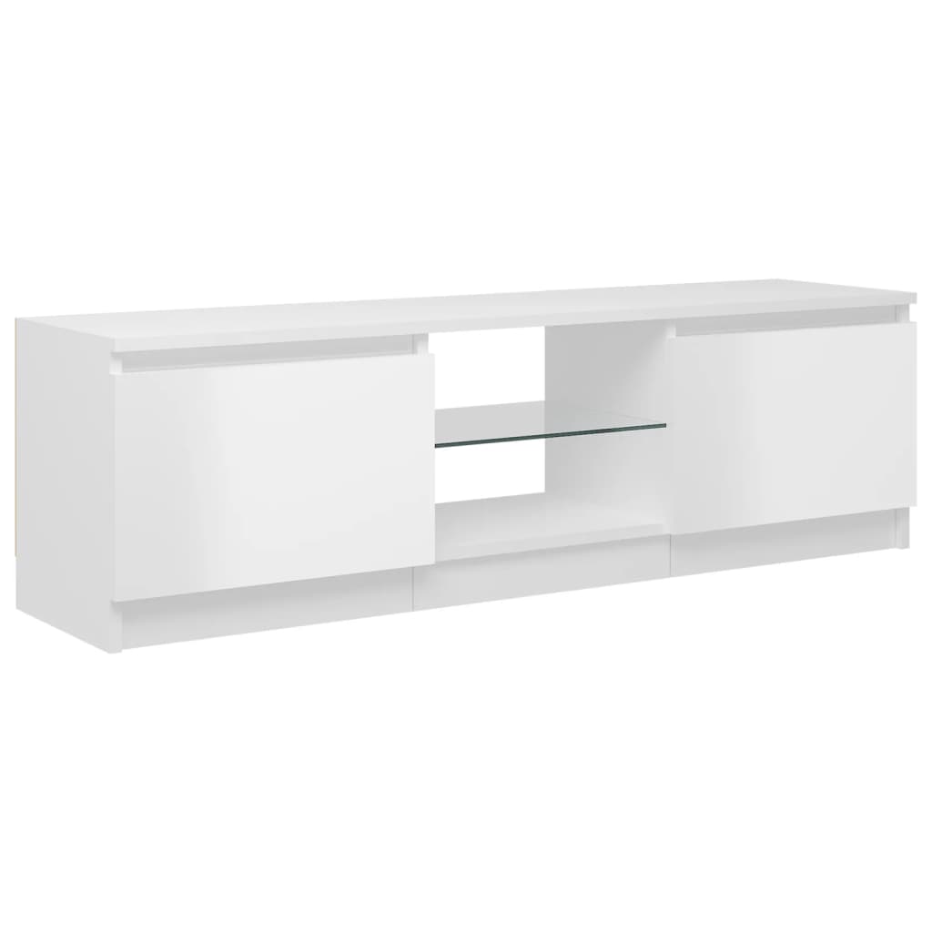 TV-taso LED-valoilla korkeakiilto valkoinen 120x30x35,5 cm - Sisustajankoti.fi