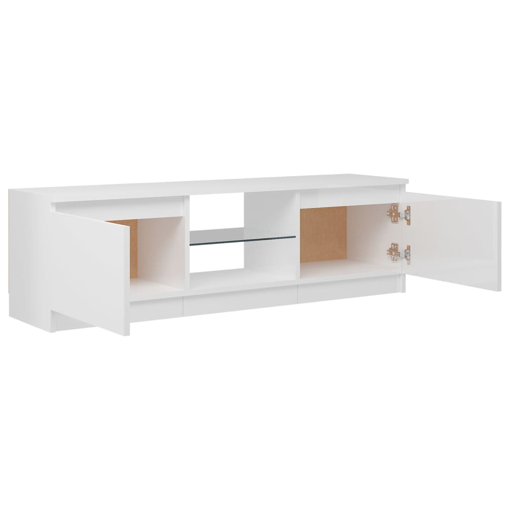 TV-taso LED-valoilla korkeakiilto valkoinen 120x30x35,5 cm - Sisustajankoti.fi