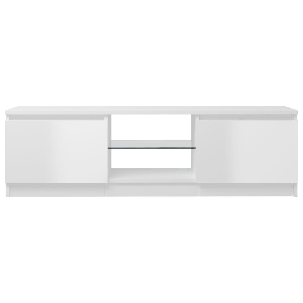TV-taso LED-valoilla korkeakiilto valkoinen 120x30x35,5 cm - Sisustajankoti.fi