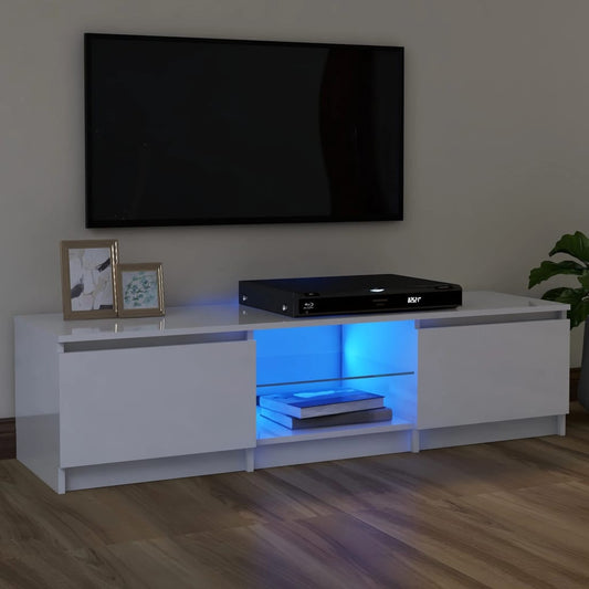 TV-taso LED-valoilla korkeakiilto valkoinen 120x30x35,5 cm - Sisustajankoti.fi
