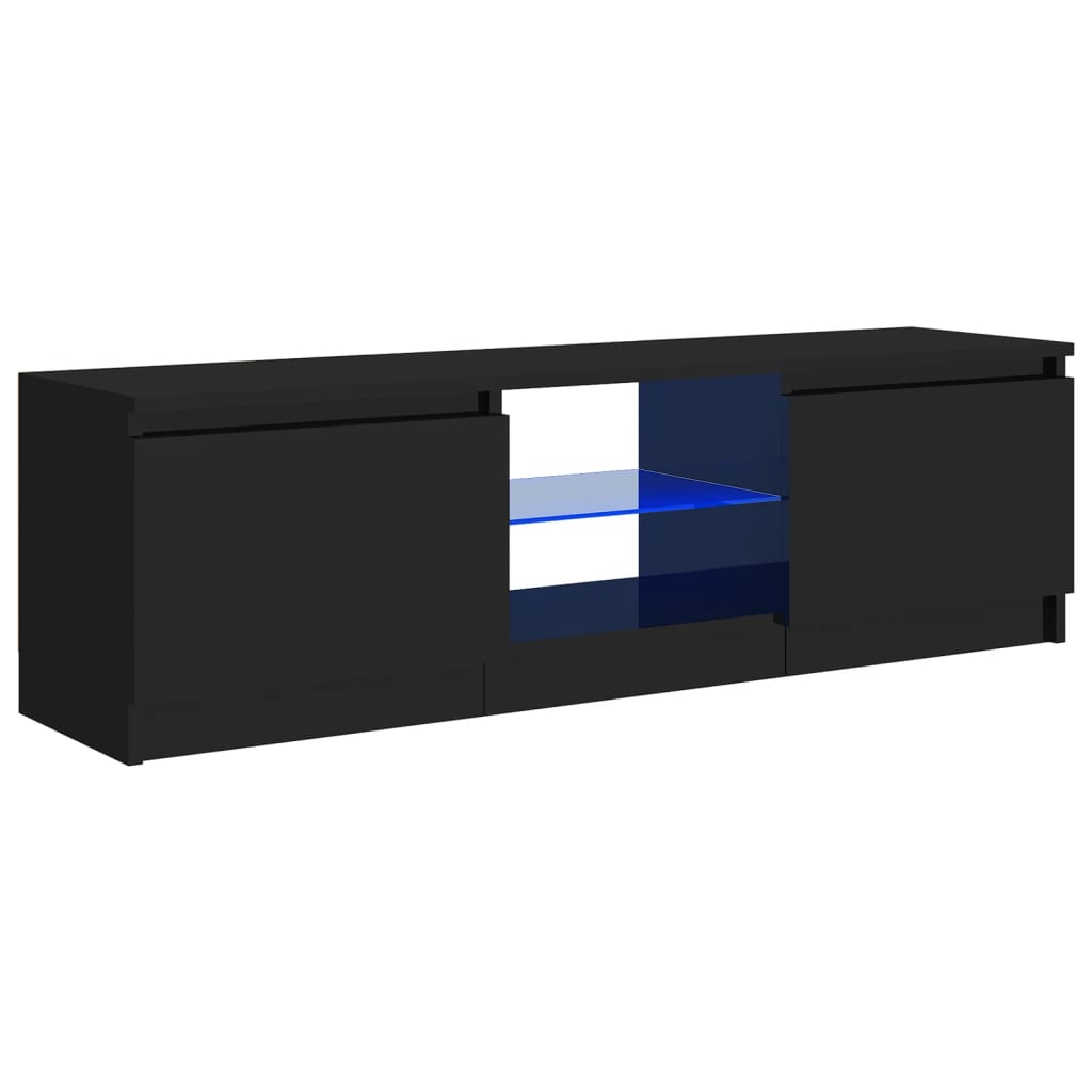 TV-taso LED-valoilla korkeakiilto musta 120x30x35,5 cm - Sisustajankoti.fi