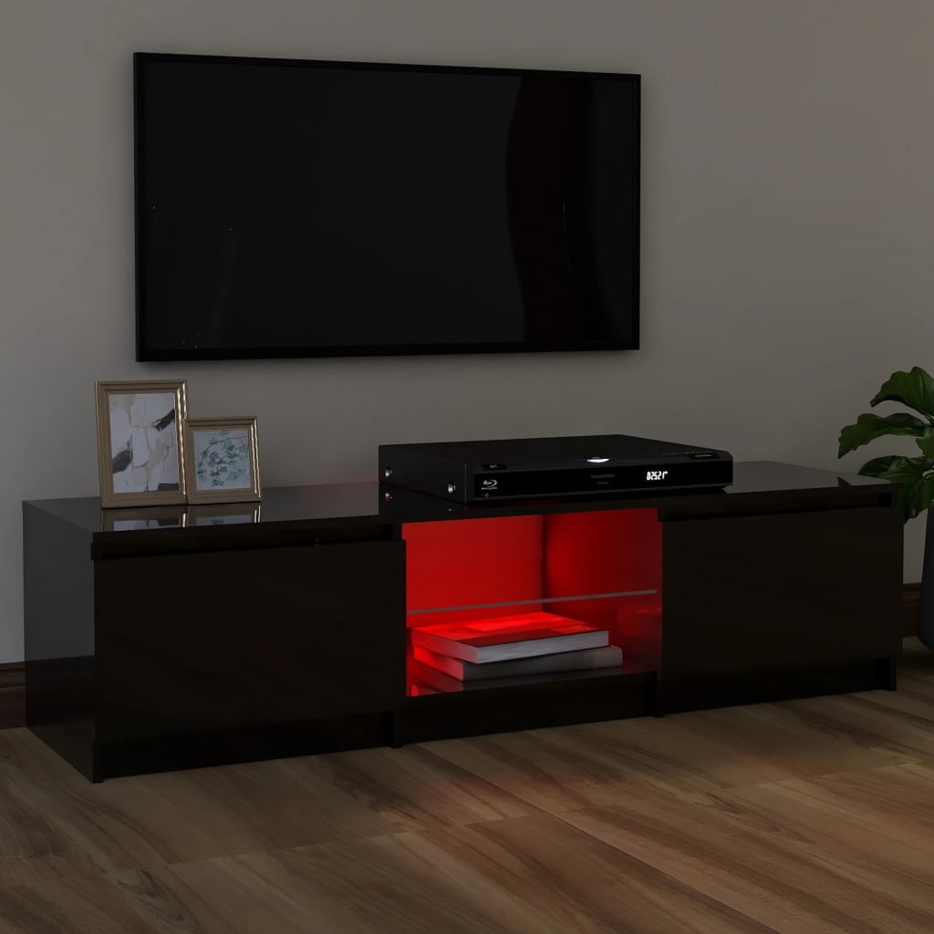 TV-taso LED-valoilla korkeakiilto musta 120x30x35,5 cm - Sisustajankoti.fi