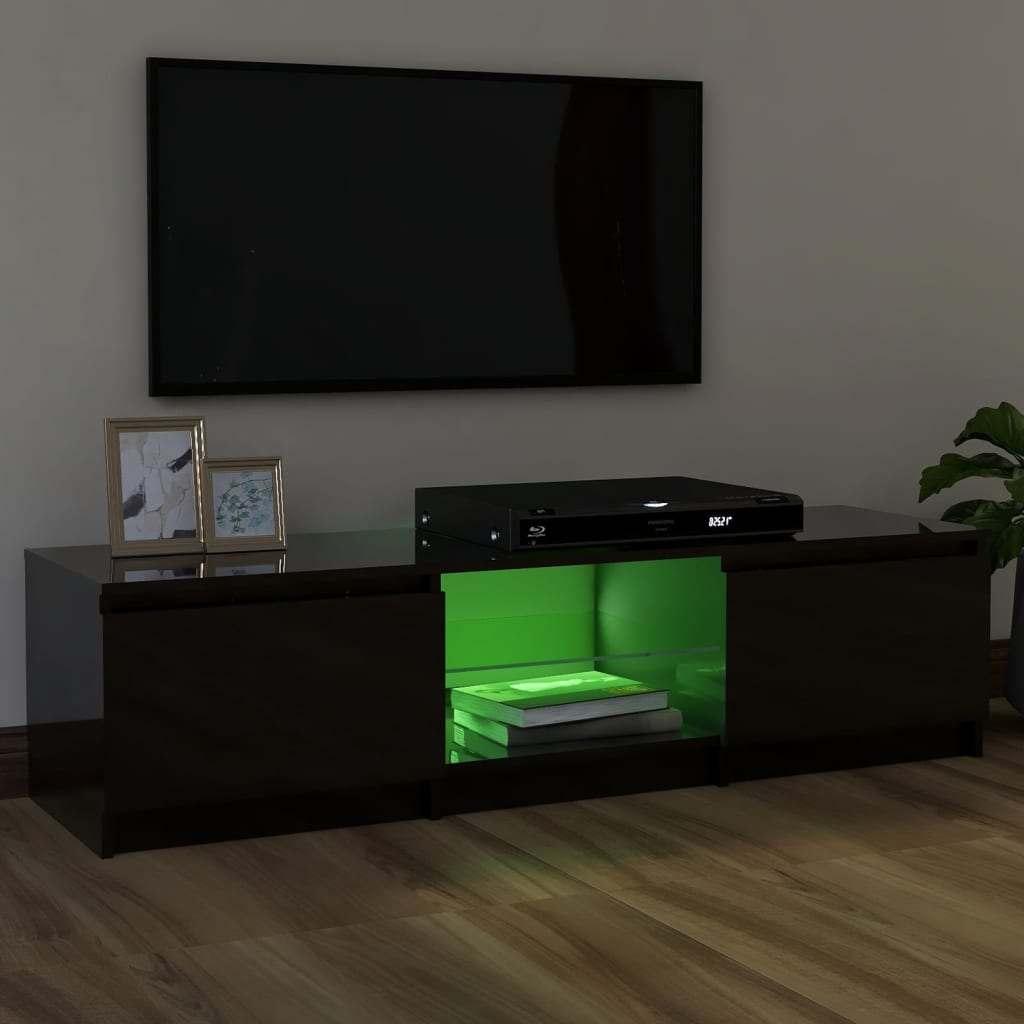 TV-taso LED-valoilla korkeakiilto musta 120x30x35,5 cm - Sisustajankoti.fi
