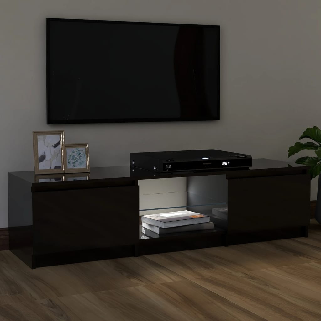TV-taso LED-valoilla korkeakiilto musta 120x30x35,5 cm - Sisustajankoti.fi