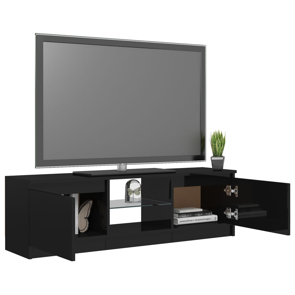 TV-taso LED-valoilla korkeakiilto musta 120x30x35,5 cm - Sisustajankoti.fi