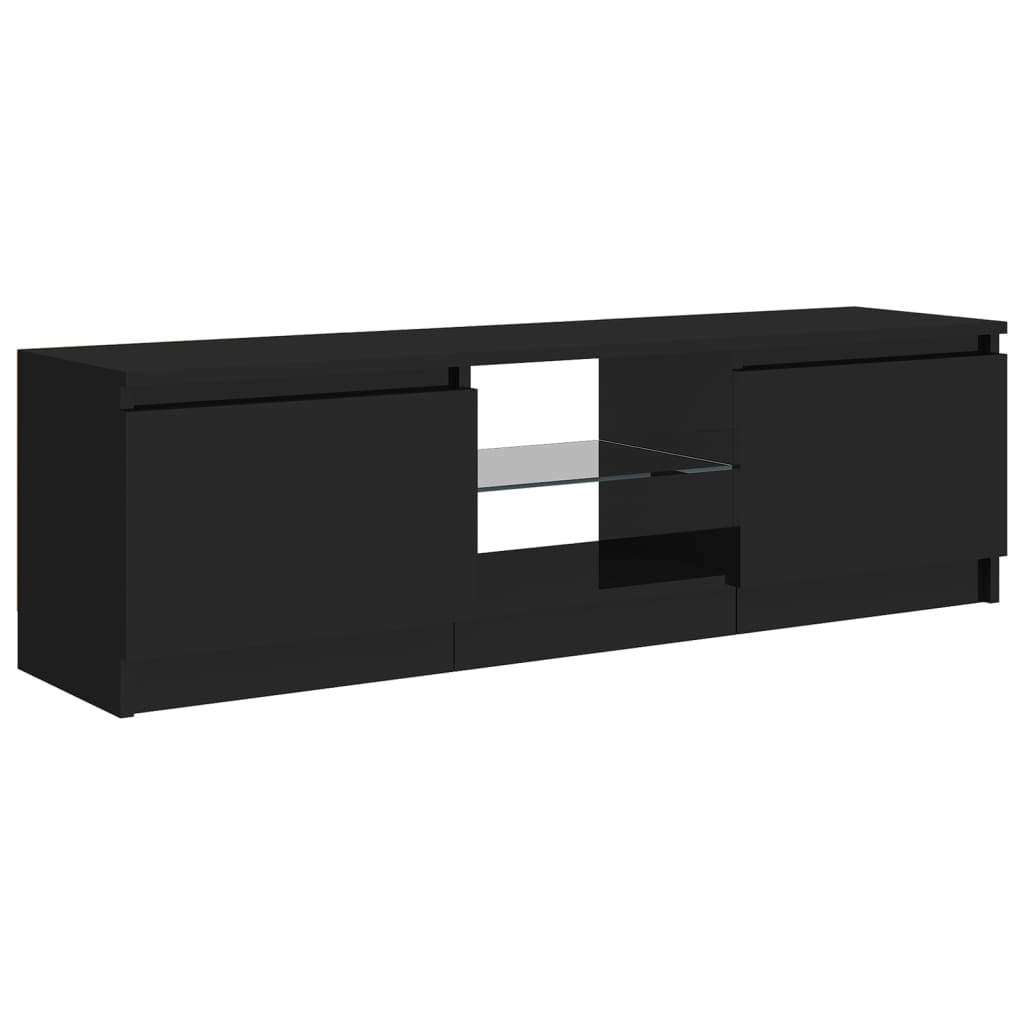 TV-taso LED-valoilla korkeakiilto musta 120x30x35,5 cm - Sisustajankoti.fi