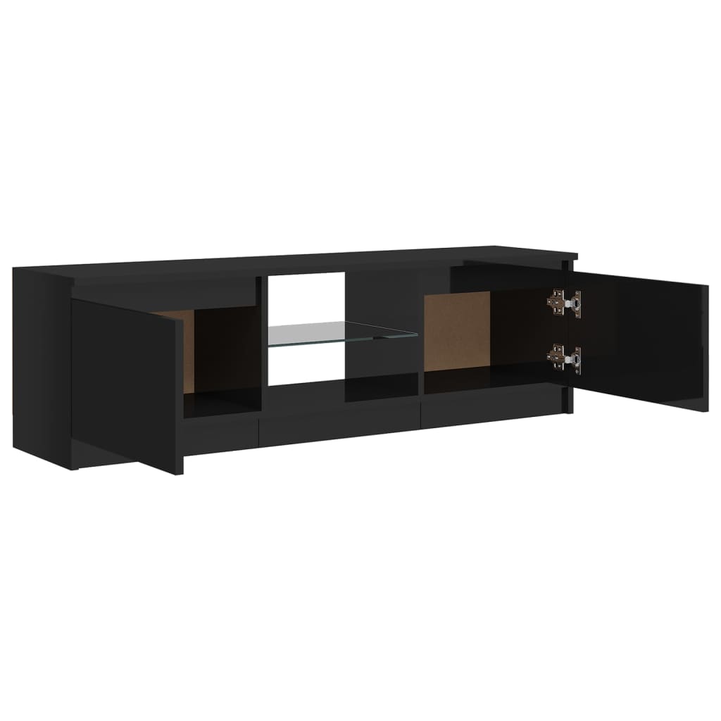 TV-taso LED-valoilla korkeakiilto musta 120x30x35,5 cm - Sisustajankoti.fi