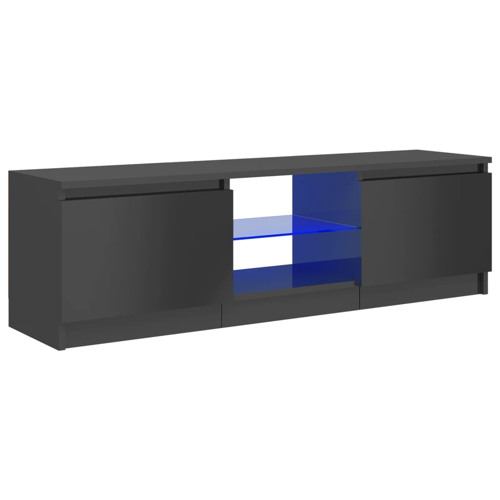TV-taso LED-valoilla korkeakiilto harmaa 120x30x35,5 cm - Sisustajankoti.fi