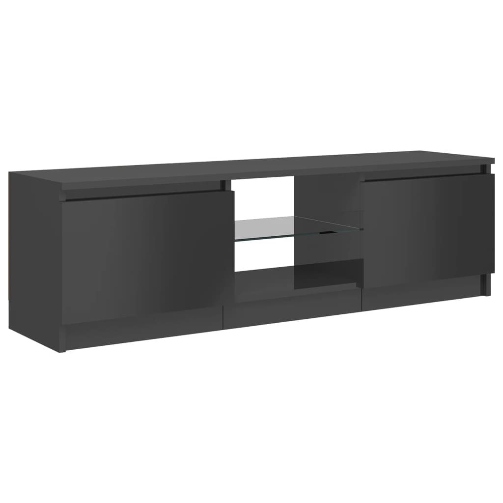 TV-taso LED-valoilla korkeakiilto harmaa 120x30x35,5 cm - Sisustajankoti.fi