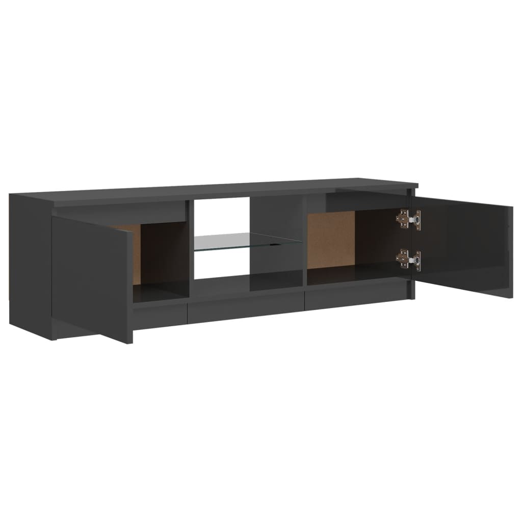 TV-taso LED-valoilla korkeakiilto harmaa 120x30x35,5 cm - Sisustajankoti.fi