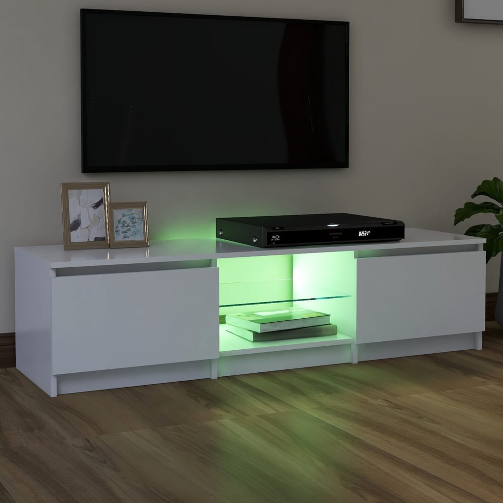 TV-taso LED-valoilla valkoinen 140x40x35,5 cm - Sisustajankoti.fi