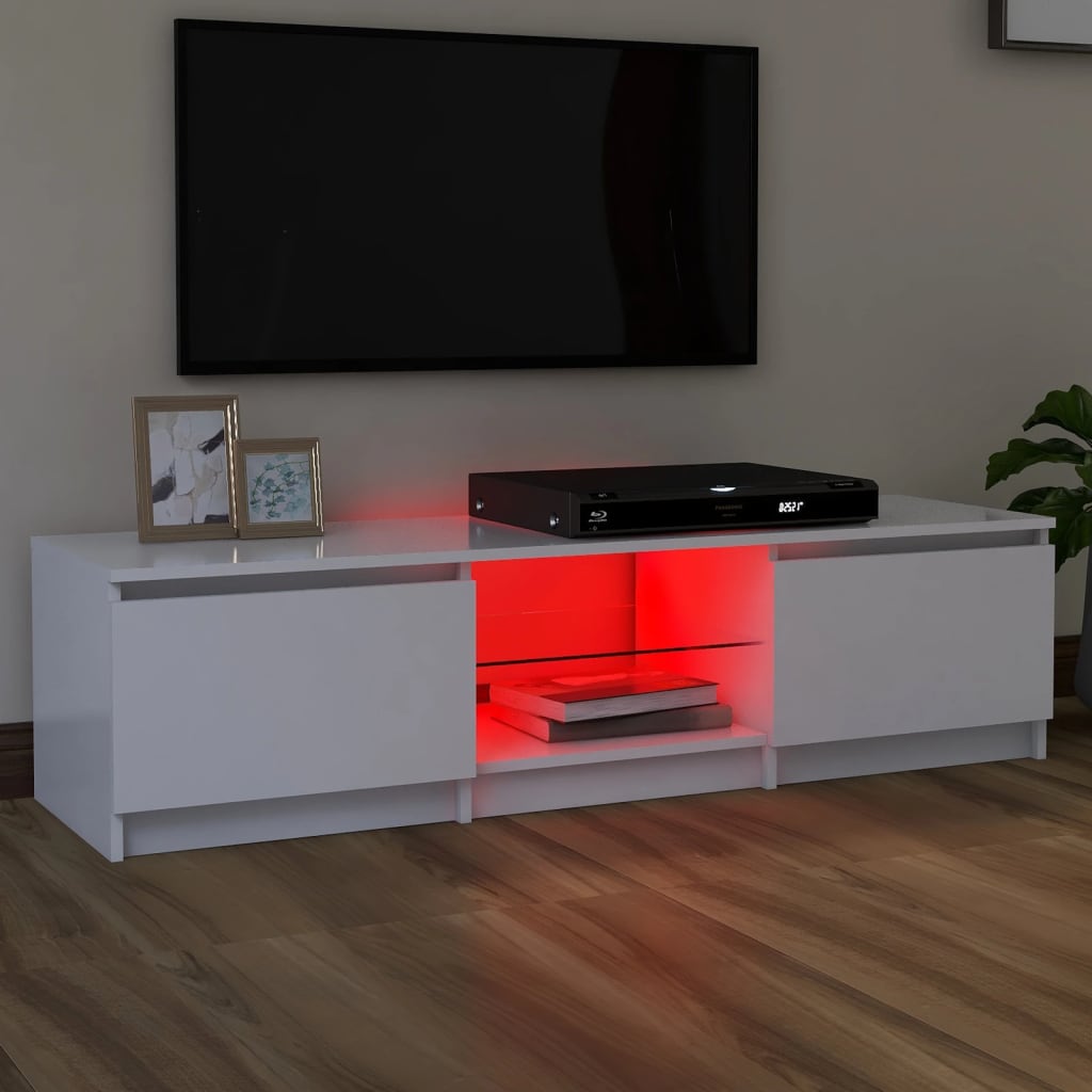 TV-taso LED-valoilla valkoinen 140x40x35,5 cm - Sisustajankoti.fi