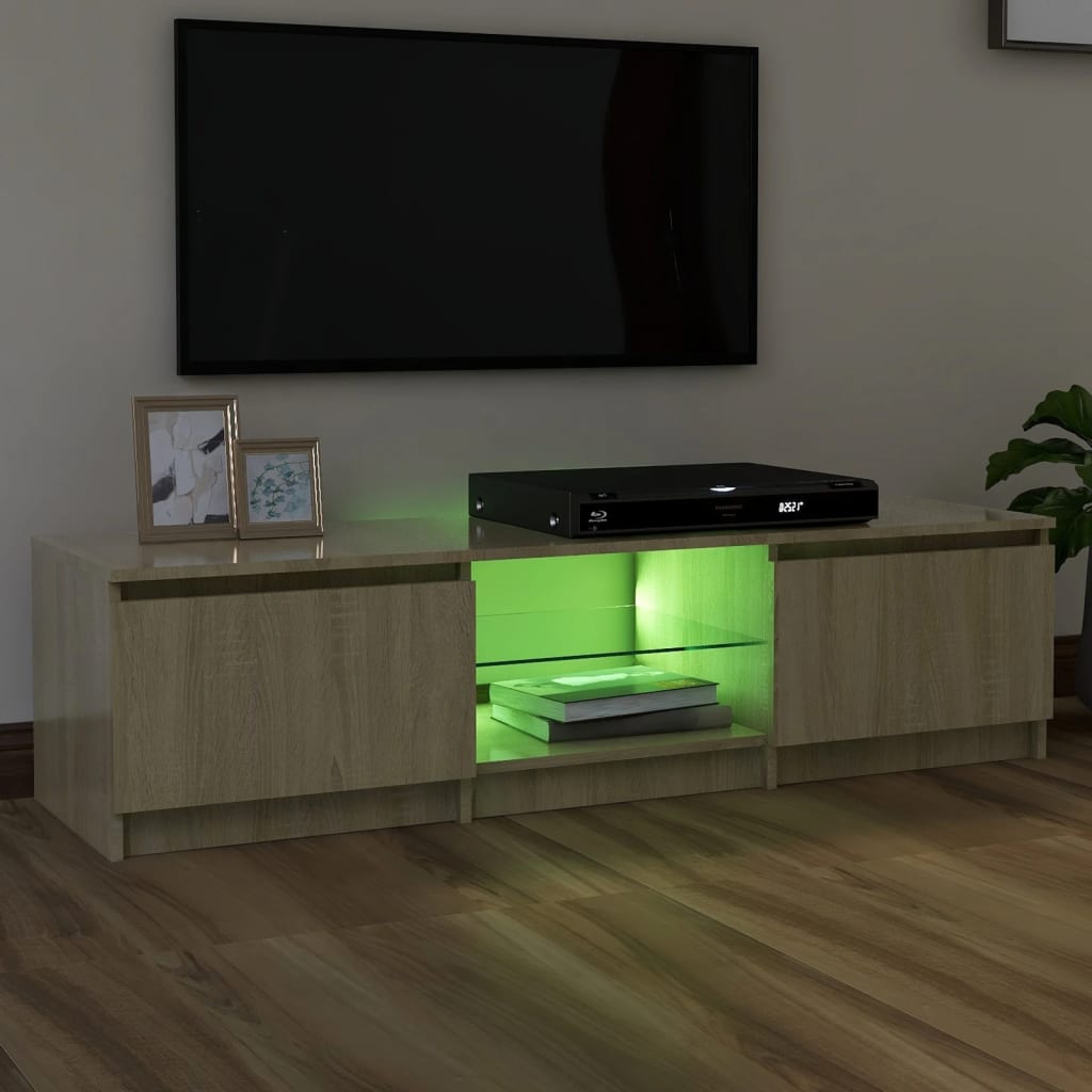 TV-taso LED-valoilla Sonoma-tammi 140x40x35,5 cm - Sisustajankoti.fi