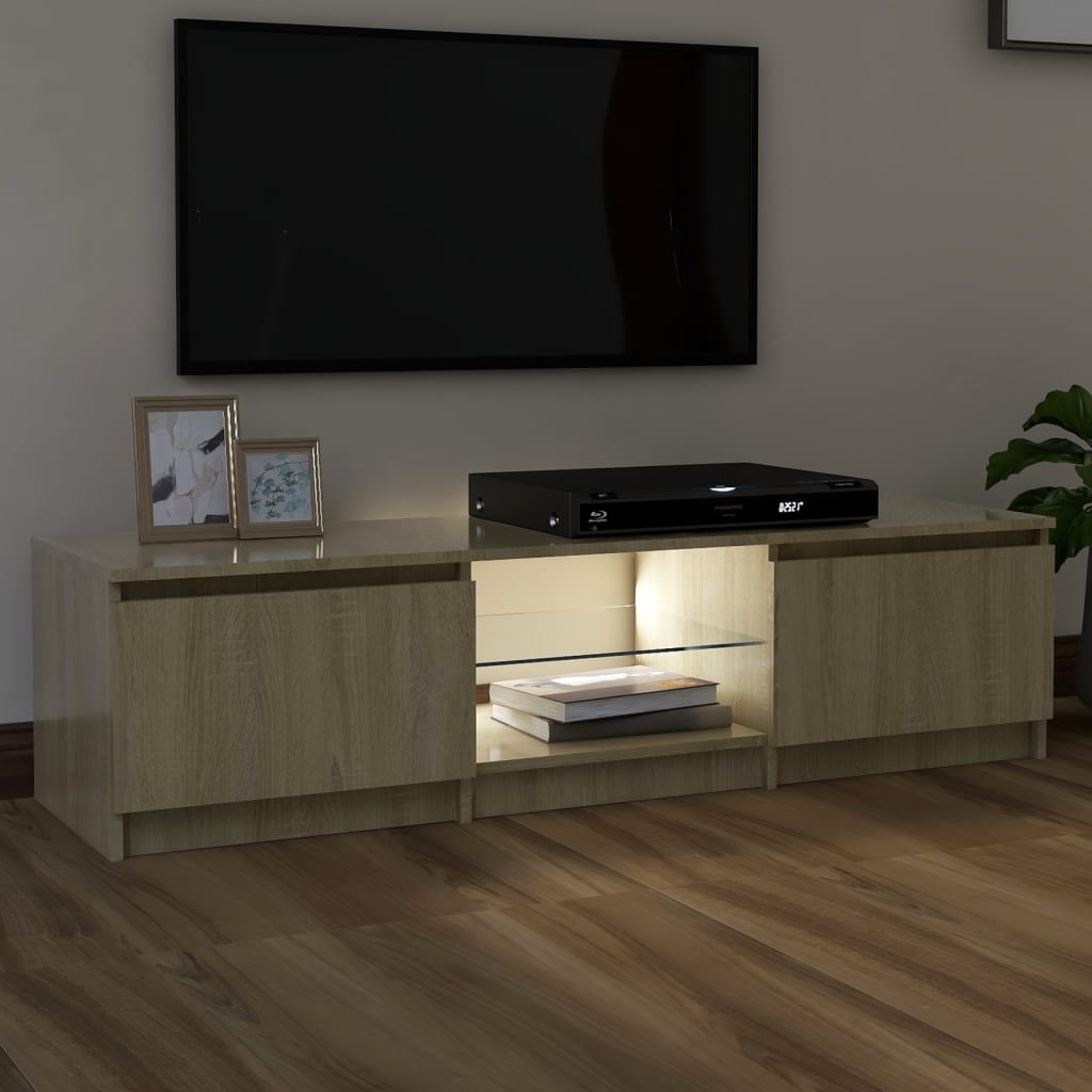 TV-taso LED-valoilla Sonoma-tammi 140x40x35,5 cm - Sisustajankoti.fi