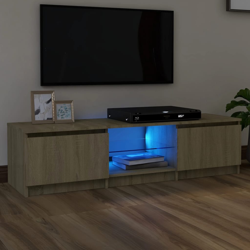 TV-taso LED-valoilla Sonoma-tammi 140x40x35,5 cm - Sisustajankoti.fi