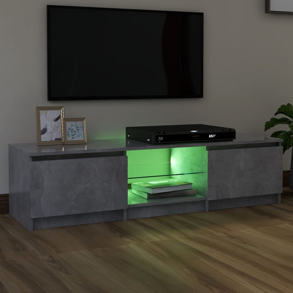 TV-taso LED-valoilla betoninharmaa 140x40x35,5 cm - Sisustajankoti.fi