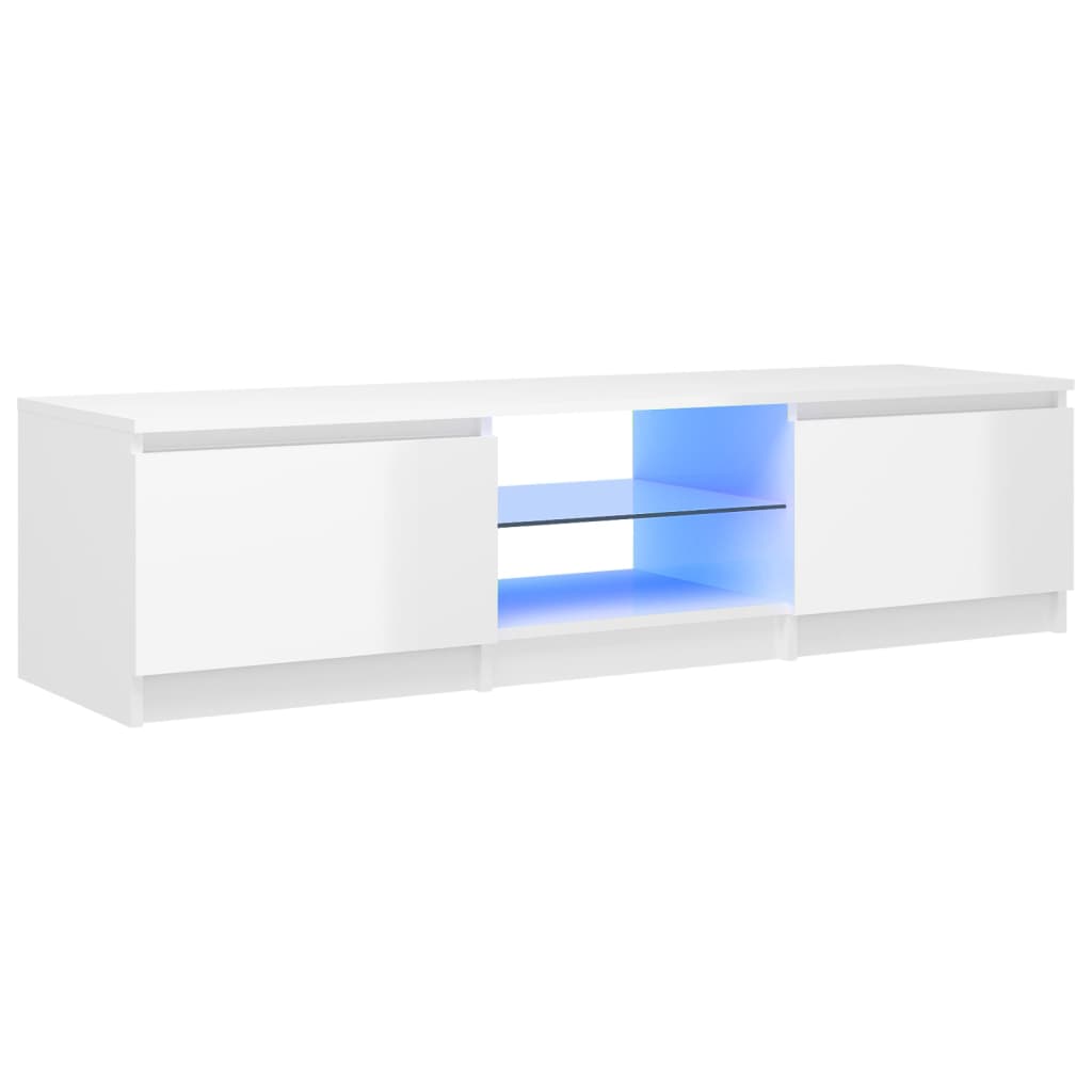 TV-taso LED-valoilla korkeakiilto valkoinen 140x40x35,5 cm - Sisustajankoti.fi